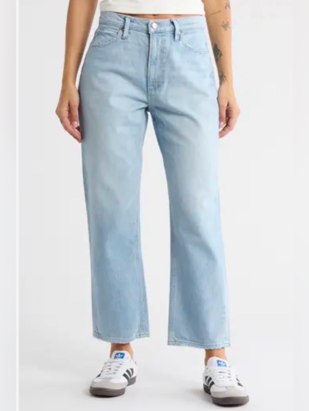 PAIGE Sawyer Ankle Light Wash High-Rise Straight Leg Jeans